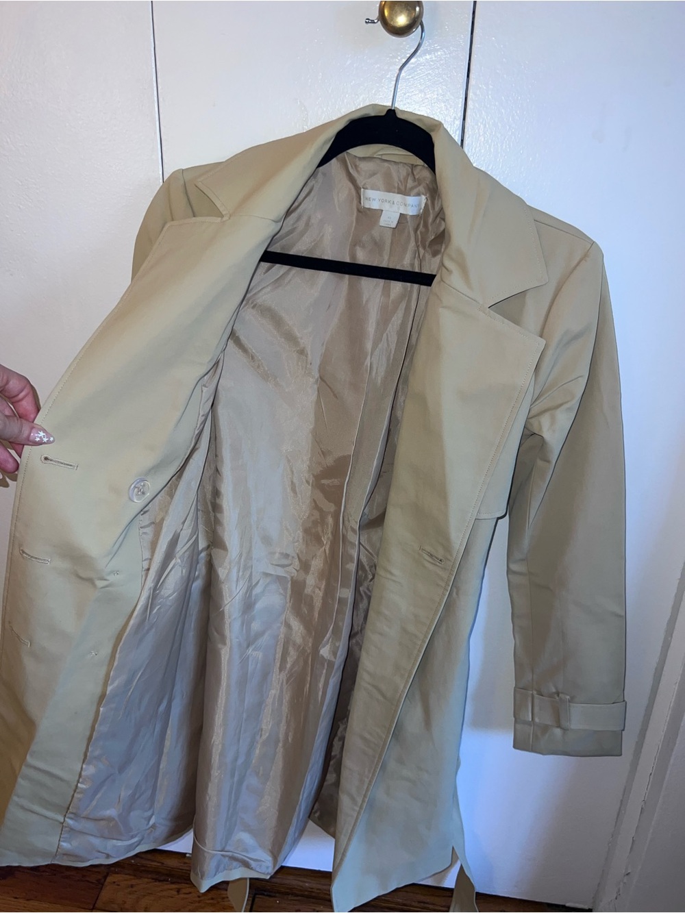 New York & Company Tan Trench Coat - Picture 3 of 5